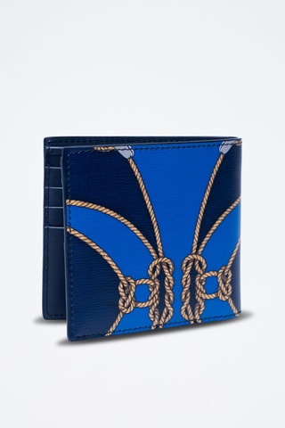 Porte-cartes en cuir - Bleu, jaune et marron