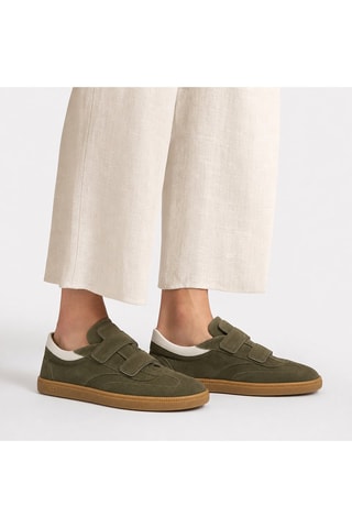 Baskets en cuir de veau nubuck - Kaki