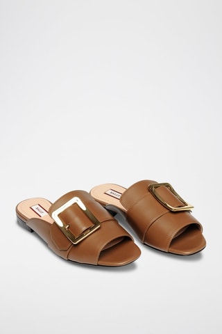 Mules en cuir de veau - Marron