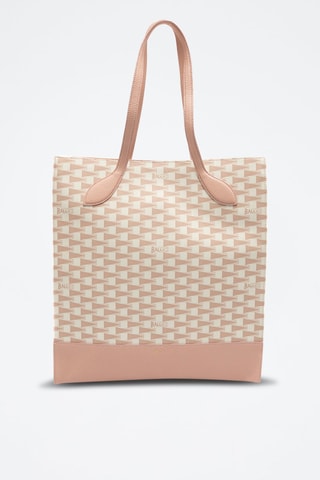 Sac porté épaule en cuir - Rose et beige