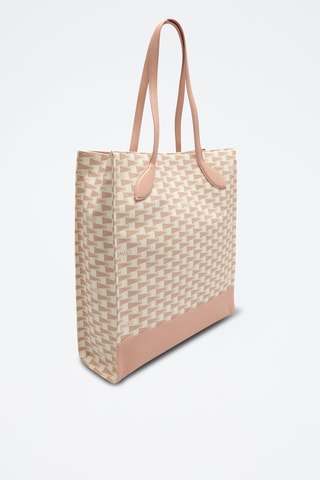 Sac porté épaule en cuir - Rose et beige