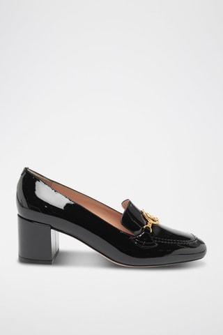 Mocassins à talons en cuir de veau verni - Noir