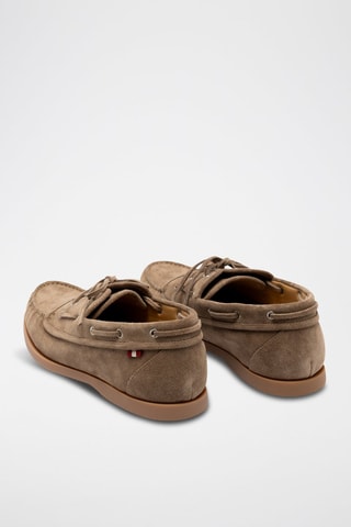 Chaussures bateau en cuir de veau nubuck - Marron