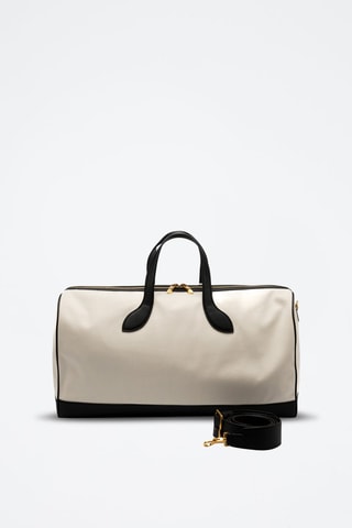 Sac de voyage en cuir - Beige et noir