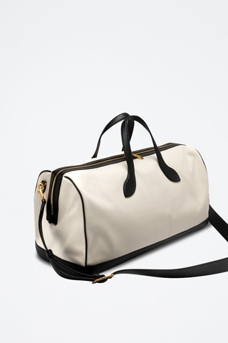 Sac de voyage en cuir - Beige et noir