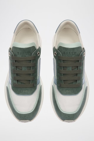 Sneakers en cuir - Blanc, bleu, gris et vert