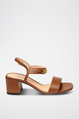 Sandales à talons en cuir - Marron