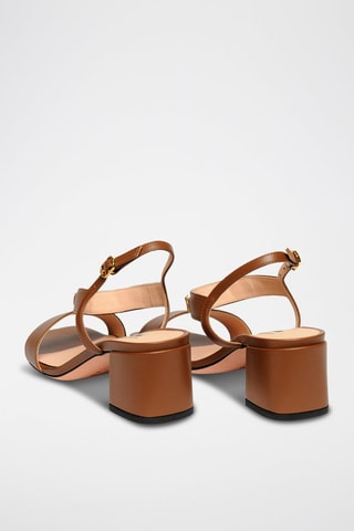 Sandales à talons en cuir - Marron