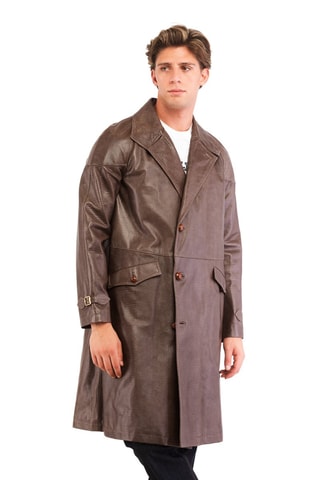 Veste longue en cuir de chèvre - Marron