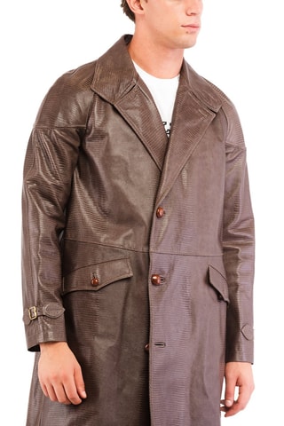 Veste longue en cuir de chèvre - Marron