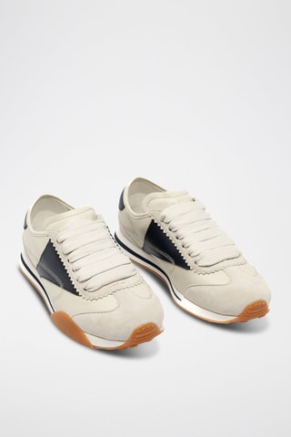 Baskets en cuir de veau nubuck - Bleu