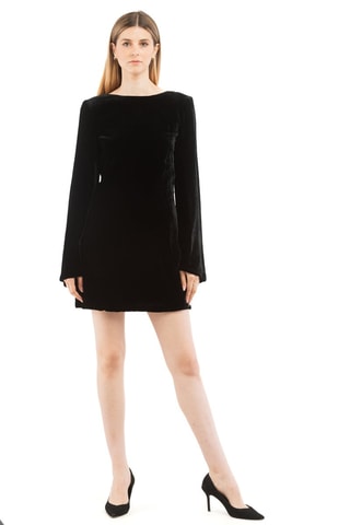 Robe droite en velours - Noir