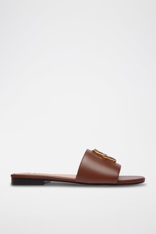 Mules en cuir - Doré, marron et noir