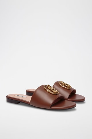 Mules en cuir - Doré, marron et noir