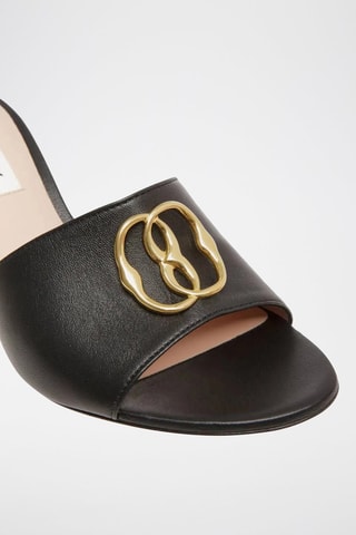 Mules à talons en cuir d’agneau - Noir