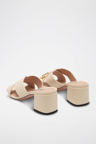 Mules à talons en cuir - Beige