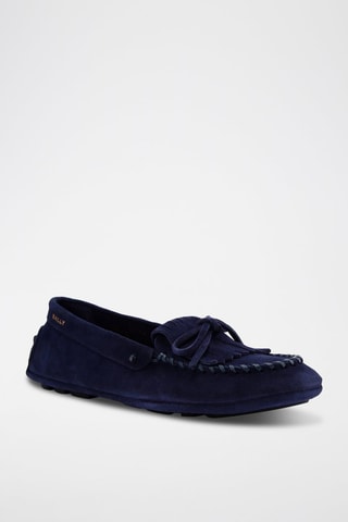 Mocassins en cuir de veau nubuck - Bleu marine