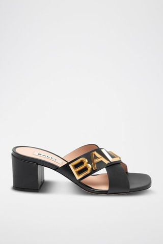 Mules à talons en cuir - Noir