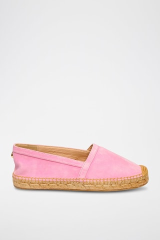 Espadrilles en cuir de chèvre nubuck - Rose clair
