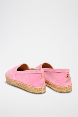 Espadrilles en cuir de chèvre nubuck - Rose clair