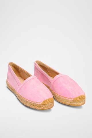 Espadrilles en cuir de chèvre nubuck - Rose clair