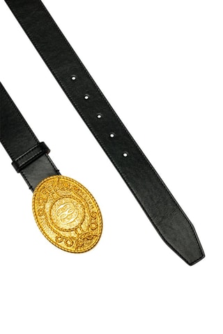 Ceinture en cuir de veau - Noir et doré