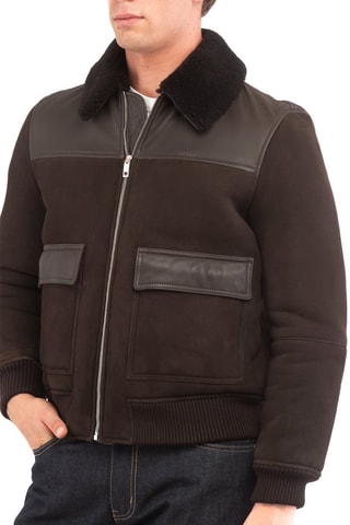 Veste en cuir d’agneau - Marron foncé