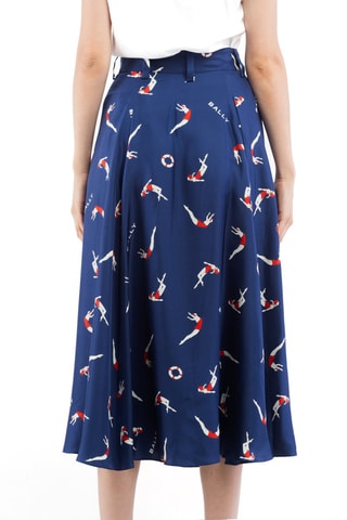 Jupe midi en soie - Bleu marine