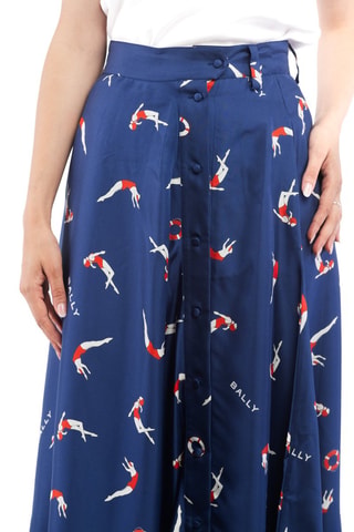 Jupe midi en soie - Bleu marine