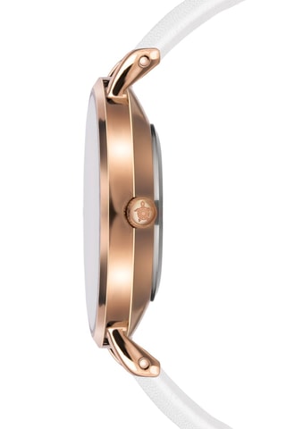 Orologio al quarzo in pelle Petite Classique - Bianco e dorato rosa