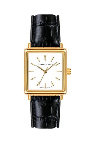 Orologio al quarzo in pelle e diamante Charlotte