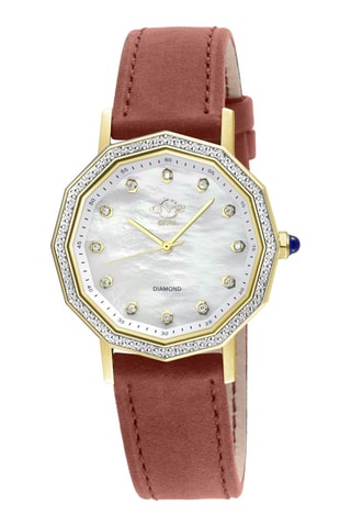 Orologio al quarzo in pelle, madreperla e diamanti Spello II
