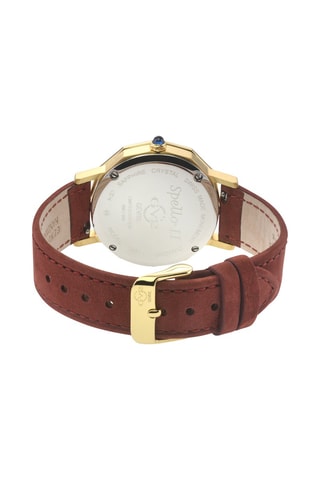 Orologio al quarzo in pelle, madreperla e diamanti Spello II