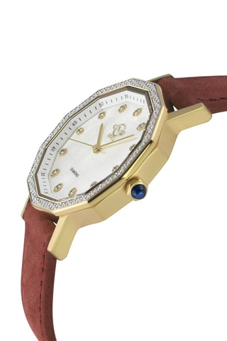 Orologio al quarzo in pelle, madreperla e diamanti Spello II