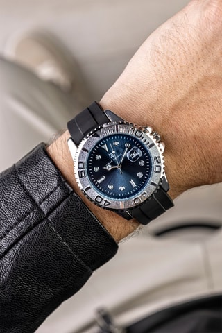 Orologio al quarzo in silicone - Nero e argentato - Marc Malone
