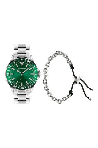 Cofanetto orologio al quarzo in acciaio e bracciale