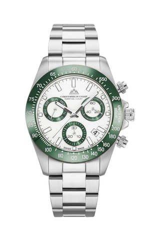 Orologio al quarzo in acciaio Grand Mont - Cronografo - Argentato e verde