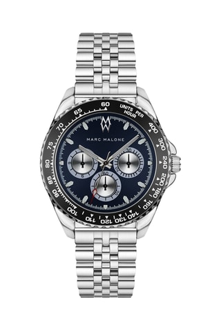 Orologio al quarzo in acciaio - Tachimetro - Argentato e nero