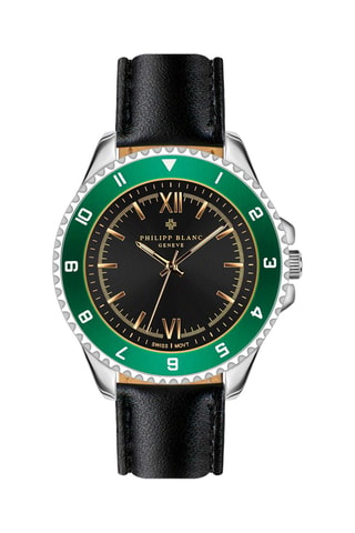 Orologio al quarzo in pelle - Nero e verde