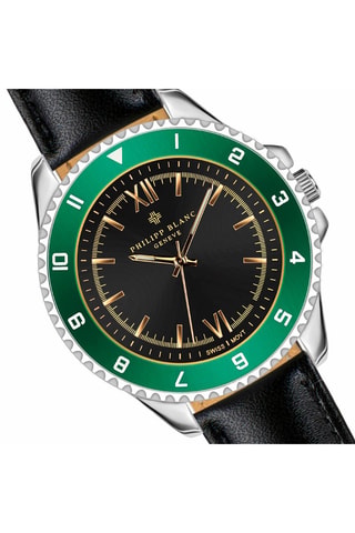 Orologio al quarzo in pelle - Nero e verde