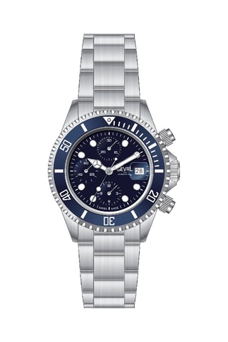 Orologio automatico in acciaio Wall Street - Cronografo - Argentato e blu