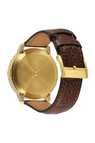 Orologio al quarzo in pelle Rovescio - Marrone e dorato