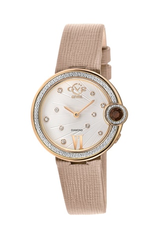 Orologio al quarzo in pelle saffiano, diamanti e spinello marrone scuro