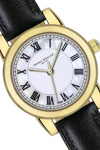 Orologio al quarzo in pelle Zurich - Nero e dorato
