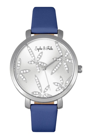 Orologio al quarzo in pelle - Blu elettrico e argentato