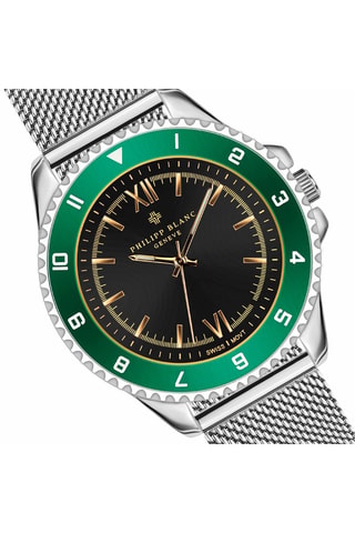 Orologio al quarzo in acciaio - Argentato e verde