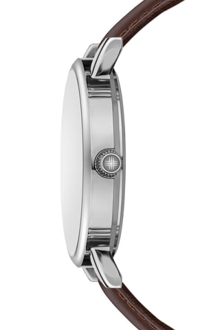 Orologio al quarzo in pelle - Marrone e argentato