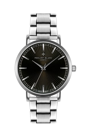 Orologio al quarzo in acciaio  - Argentato e nero