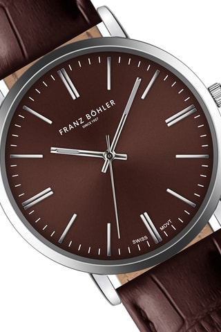 Orologio al quarzo in pelle Lungern  - Marrone e argentato
