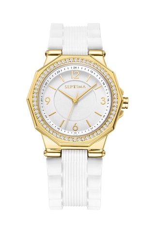 Orologio al quarzo in silicone - Bianco e dorato